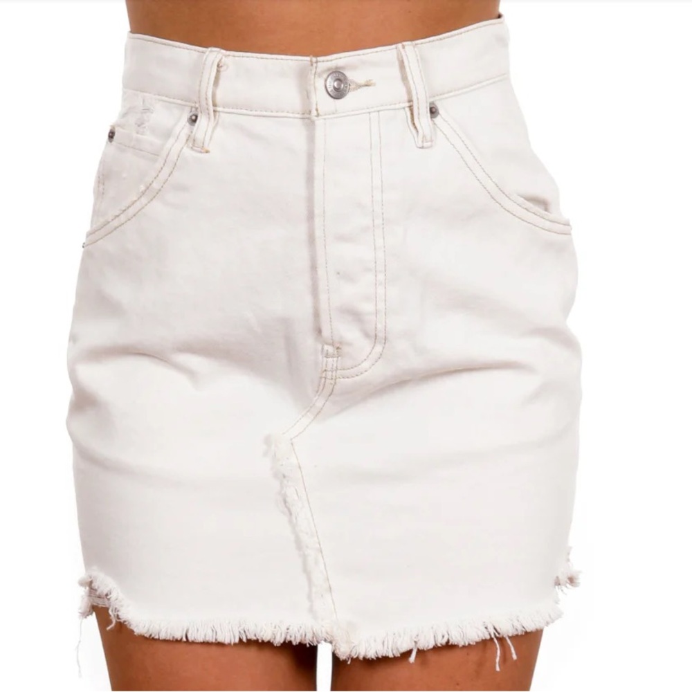 Free people white denim mini skirt - BRAND NEW
